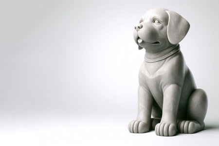 Stone sculpture of a dog. Space for textの素材