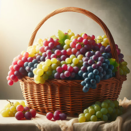 A large basket filled with grapesの素材