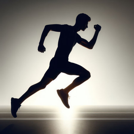 Silhouette of a running man on a clean backgroundの素材