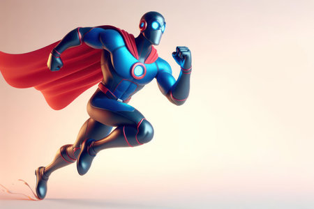 Running superhero on a clean background. Space for textの素材