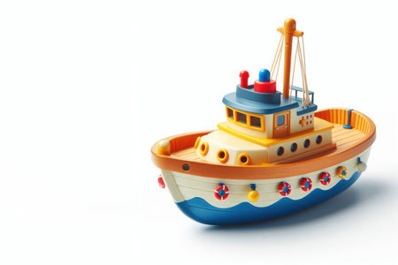 Children's boat on a white background. Space for textの素材