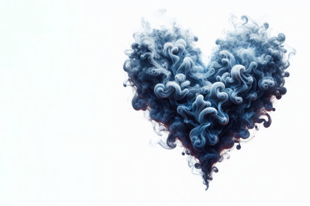 Love heart made of smoke on white background. Space for textの素材