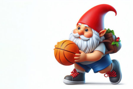 A gnome plays basketball. Space for textの素材