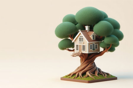 Treehouse on a clean background. Space for textの素材