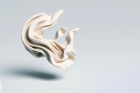 A piece of cloth falling to the surface. Space for textの素材