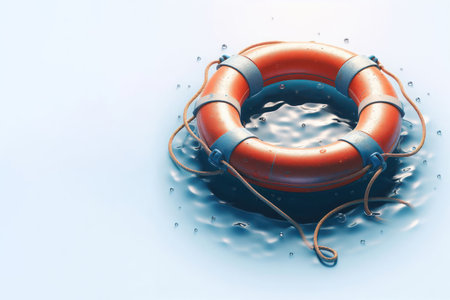 Lifebuoy in the water. Space for textの素材