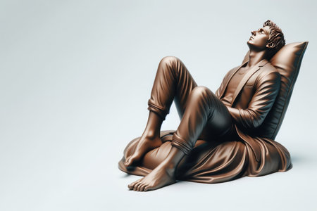 Sculpture of a sleeping man. Space for textの素材