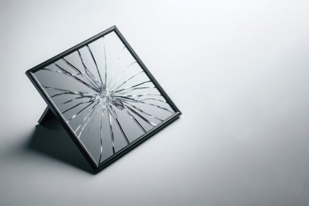 Broken mirror on a clean background. Space for textの素材