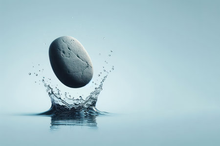 A stone falling into the water. Abstraction. Space for textの素材