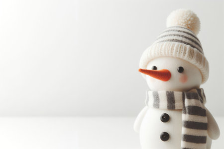 Snowman on light background. Space for textの素材