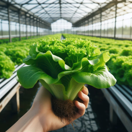 Lettuce grown in a greenhouseの素材