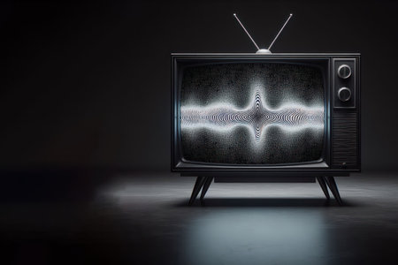 A TV showing interference. Space for textの素材