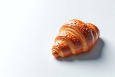 A single croissant on a clean background. Space for textの素材