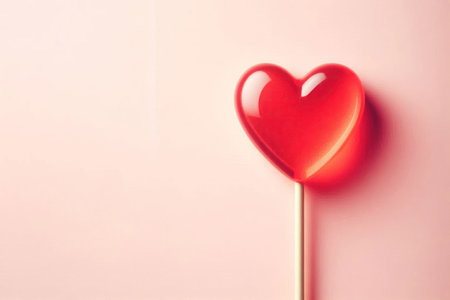 Lollipop in the shape of a heart. Space for textの素材