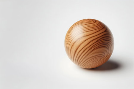 Wooden ball on a clean background. Space for textの素材