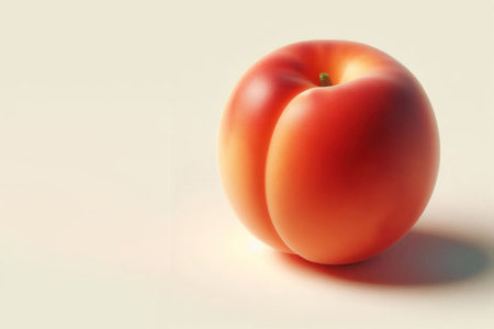 A single peach on a clean background. Space for textの素材