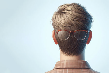 Glasses on the back of the man's head. Space for textの素材