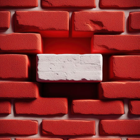 White brick among the brickwork of red bricksの素材