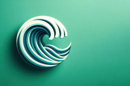 Wave icon on a blank background. Space for textの素材