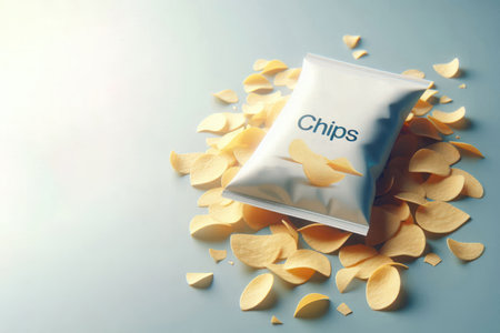 Scattered chips lying on the surface. Space for textの素材