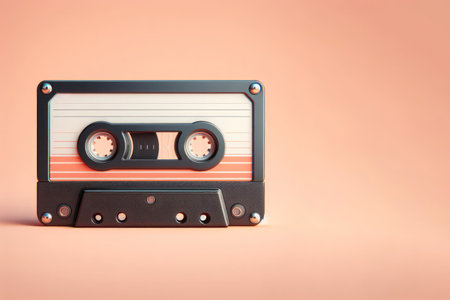 Tape cassette on a clean background. Space for textの素材