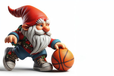 A gnome playing basketball. Space for textの素材