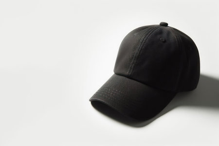 Single black cap on a white background. Space for textの素材