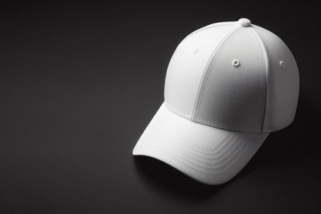 White cap on a black background. Space for textの素材