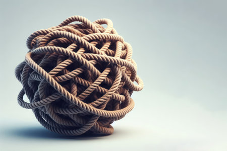 A tangled ball of rope. Space for textの素材