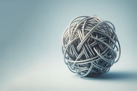 A ball of metal wire. Space for textの素材