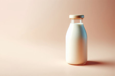 A single glass jar of milk on a clean background. Space for textの素材