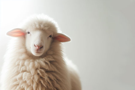 A close-up of a sheep on a clear background. Space for textの素材