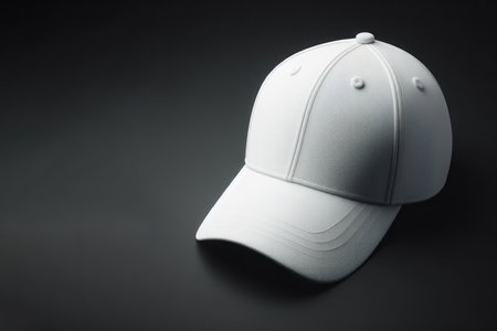 A clean, white cap on a dark background. Space for textの素材