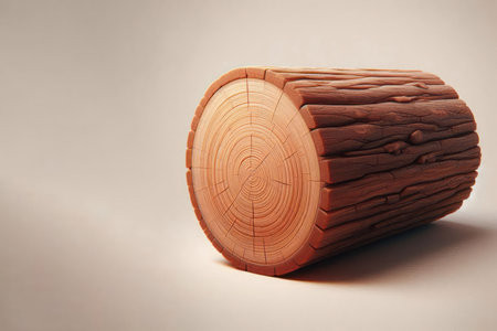 A piece of wooden log on a clean background. Space for textの素材