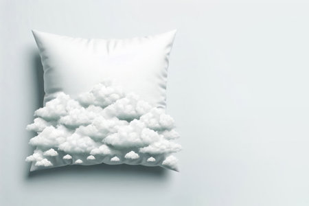 Clouds against a white pillow. Space for textの素材
