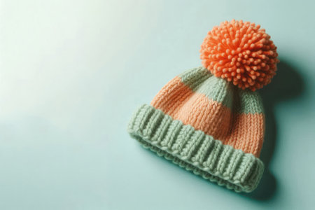 Children's winter hat on a clean background. Space for textの素材