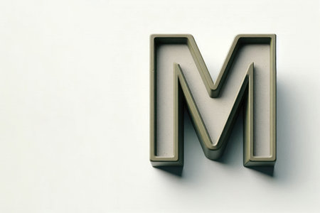 A single letter M on a clean background. Space for textの素材