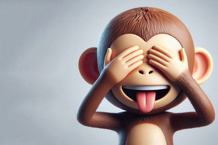 A monkey closing his eyes. Space for textの素材