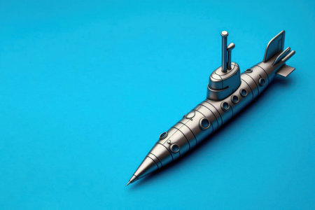 A handle in the shape of a submarine. Space for textの素材