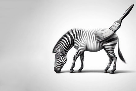 Brush drawing a zebra. Space for textの素材
