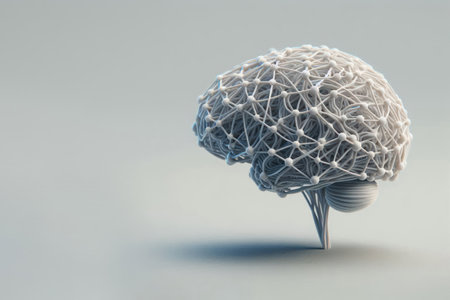 The brain in the form of intertwined threads. Space for textの素材