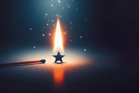 The match lit a small star. Space for textの素材