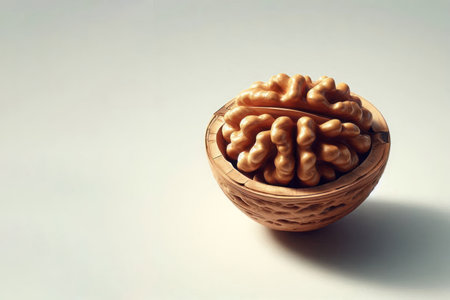 A walnut that looks like a brain. Space for textの素材