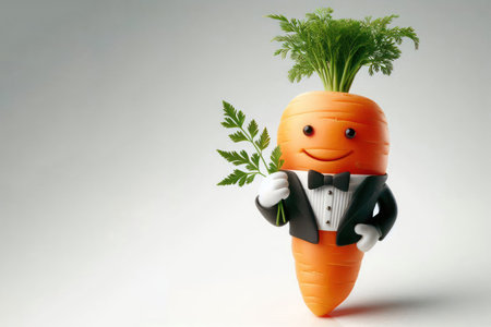 Carrots in an elegant suit. Space for textの素材