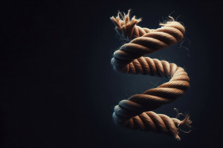 A piece of rope twisted spirally. Space for textの素材