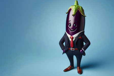 Eggplant in a business suit. Space for textの素材