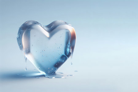 A melting love heart made of ice. Space for textの素材