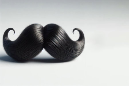Black mustache on a light background. Space for textの素材