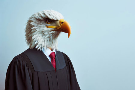 An eagle in the mantle of a judge. Space for textの素材
