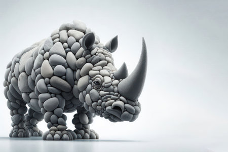Rhinoceros made of stones. Space for textの素材